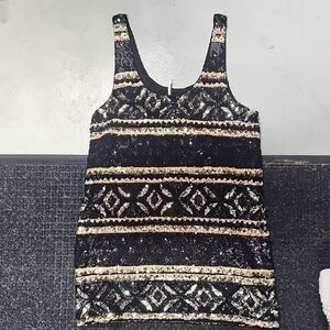 Black and Gold Sequin Dress